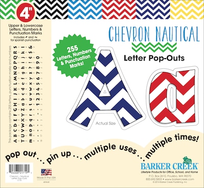 Barker Creek 4 Letter Pop-Outs, Nautical Chevron, 255/Pack