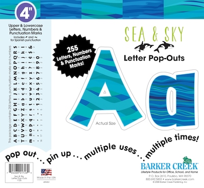 Barker Creek 4 Letter Pop-Outs, Sea & Sky, 255/Pack (BC1726)