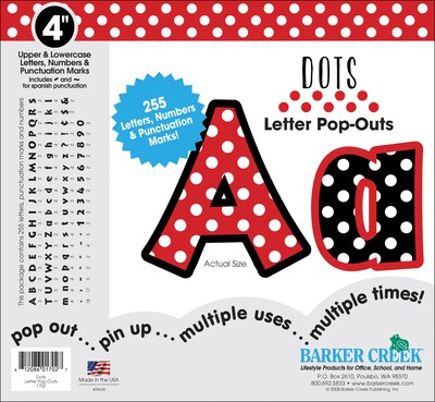 Barker Creek Dots 4 Letter Pop Out, All Age