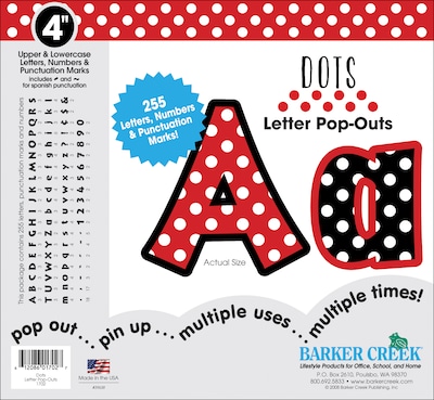 Barker Creek Dots 4 Letter Pop Out, All Age