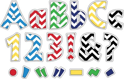 Barker Creek Nautical Chevron  4" Letters and Numbers, Multicolored, 255/Pack (LL1719)