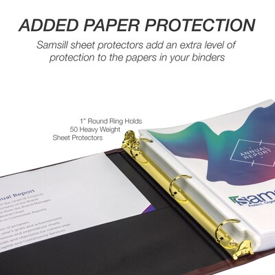 Samsill Classic Executive 1" Non-View Binder, 3-Ring ,Burgundy (SAM15134)