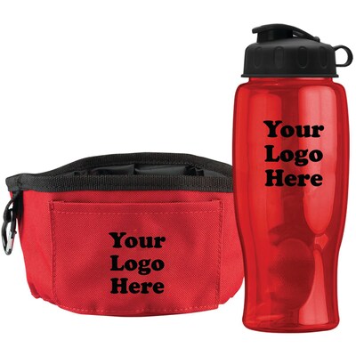 Custom Thirsty Dog Water Bottle And Bowl Travel Kit