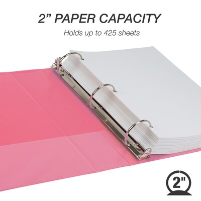 Samsill Earth's Choice Plant-Based Durable 2" View Binders, 3-Ring , Made in USA, Pink Berry, 2/Pack (SAMU86676)