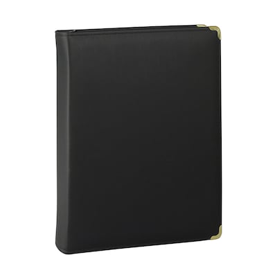 Samsill Classic Vinyl Padfolio with Zipper Closure, Black (SAM15250)