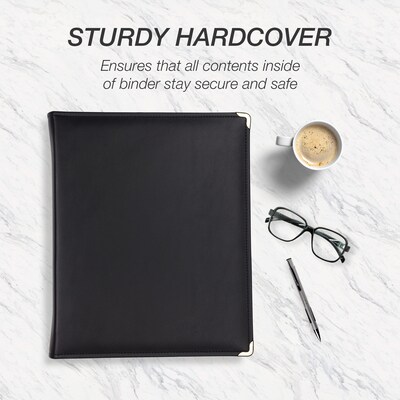 Samsill Classic Collection Vinyl Padfolio, Black (15250)