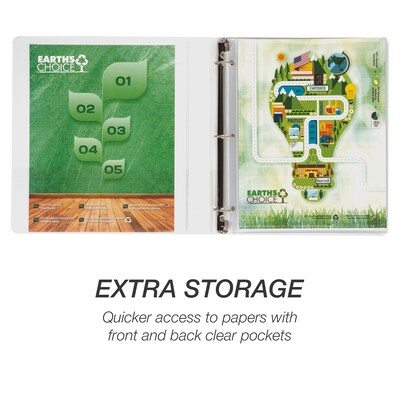 Samsill Earth's Choice Plant-Based 1" View Binder, 3-Ring , Made in USA, White (SAM18937)