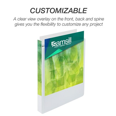 Samsill Earths Choice Plant-Based 1 View Binder, 3-Ring , Made in USA, White (SAM18937)