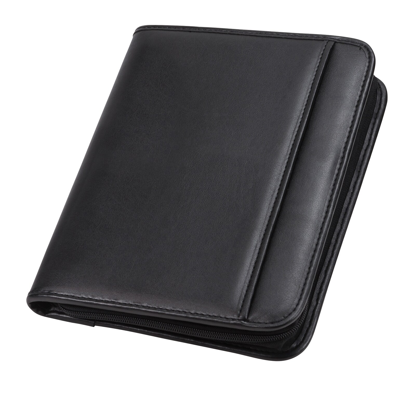 Samsill Professional Junior Leather Portfolio Case with Zipper Closure, Black (70821)