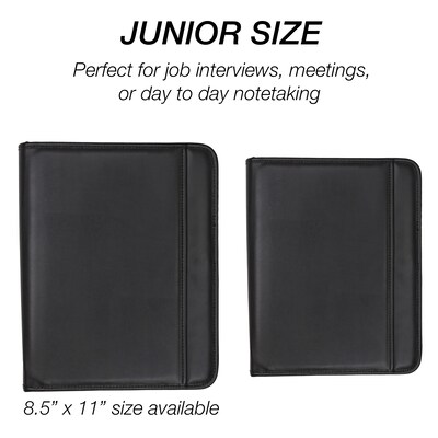 Samsill Professional Junior Leather Portfolio Case with Zipper Closure, Black (70821)