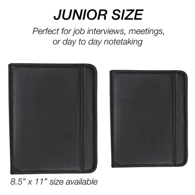 Samsill Professional Junior Leather Portfolio Case with Zipper Closure, Black Napa (70821)