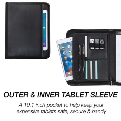 Samsill Professional Junior Leather Portfolio Case with Zipper Closure, Black (70821)