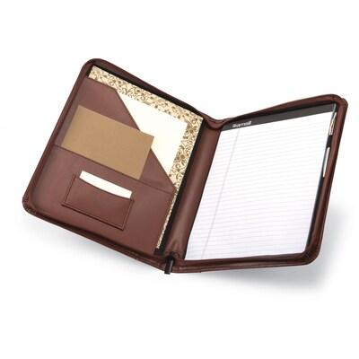 Samsill Contrast Stitch Leather Portfolio Case, Tan (71726)