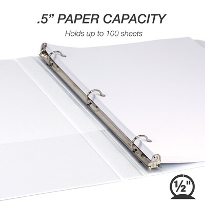 Samsill Economy 1/2" View Binders, 3-Ring , Made in USA, White, 12/Pack (I08517C)