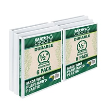 Samsill Earths Choice Biobased 1/2 3-Ring View Binders, White, 6/Pack (I08917)