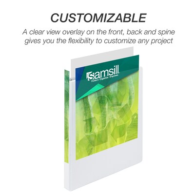 Samsill Earths Choice Plant-Based Durable 1/2 View Binder, 3 Ring Binders, Made in USA, White, 6/P