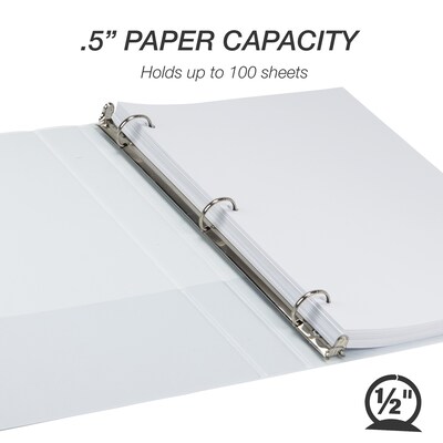 Samsill Earth's Choice Plant-Based Durable 1/2" View Binder, 3 Ring Binders, Made in USA, White, 6/Pack (I08917)