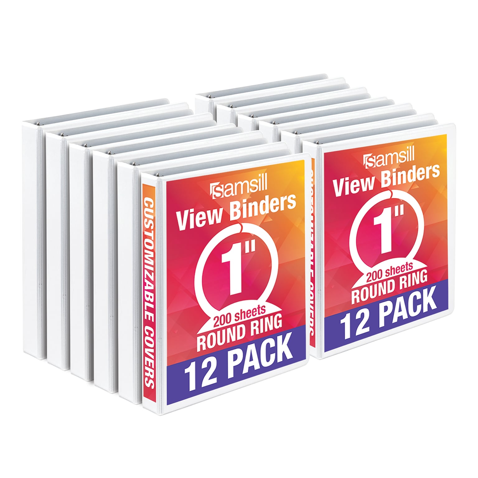 Samsill 1 3-Ring View Binders, White, 12/Pack (I008537C)