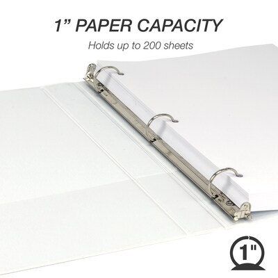 Samsill Economy 1" View Binders, 3-Ring , Made in USA, White, 12/Pack (I008537C)
