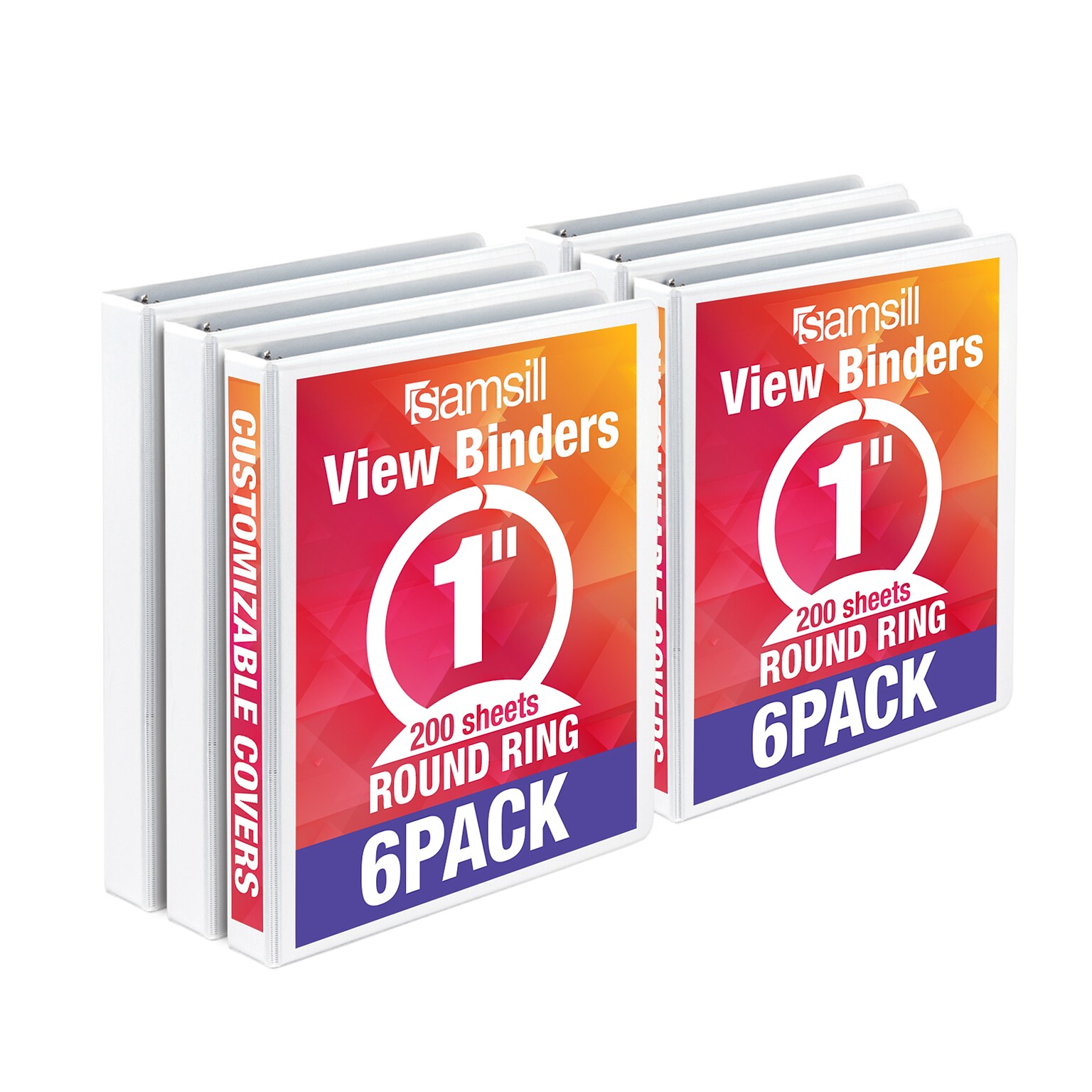 Samsill Economy 1  View Binders, 3-Ring, Made in USA, White, 6/Pack (I08537)