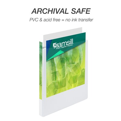 Samsill Earth's Choice Plant-Based Durable 1/2" View Binder, 3 Ring Binders, Made in USA, White, 6/Pack (I08917)