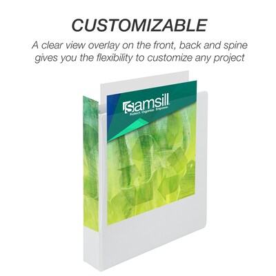 Samsill Earths Choice Plant-Based Durable 1.5 View Binders, 3 Ring Binder, Made in USA, White, 4/P