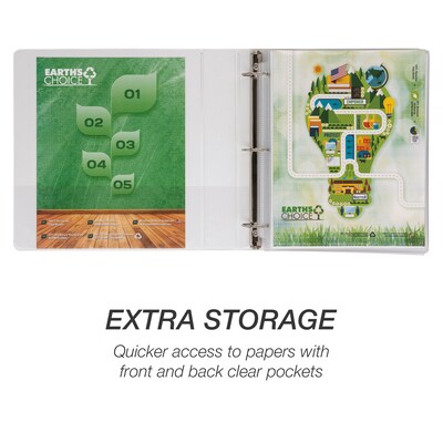 Samsill Earth's Choice Plant-Based Durable 1.5" View Binders, 3 Ring Binder, Made in USA, White, 4/Pack (I08957)