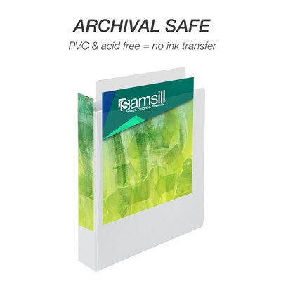 Samsill Earth's Choice Plant-Based Durable 1.5" View Binders, 3 Ring Binder, Made in USA, White, 4/Pack (I08957)