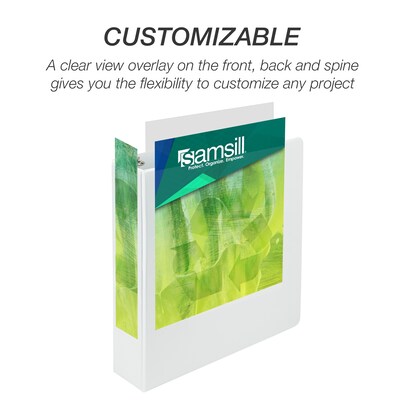 Samsill Earths Choice Plant-Based Durable 2 View Binders, 3 Ring Binder, Made in USA, White, 4/Pac