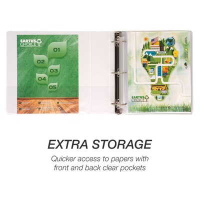 Samsill Earth's Choice Plant-Based Durable 2" View Binders, 3 Ring Binder, Made in USA, White, 4/Pack (I08967)