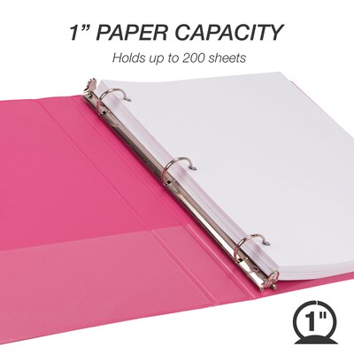 Samsill Fashion Colors 1" View Binders, 3-Ring , Made in USA, Pink, 2/Pack (U86376)