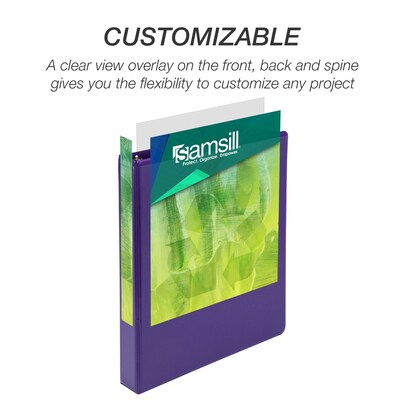 Samsill Earth's Choice 1"  View Binders, 3-Ring, Made in USA, Purple, 2/Pack (U86308)