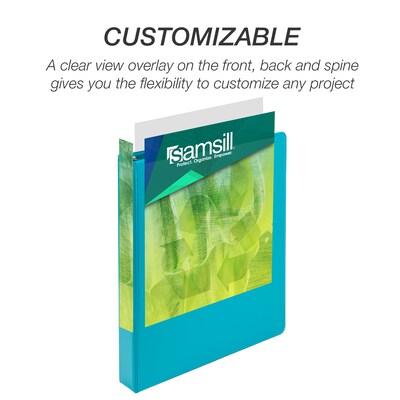 Samsill Fashion Colors 1"  View Binders, 3-Ring, Made in USA, Teal, 2/Pack (U86377)