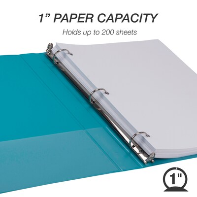 Samsill Fashion Colors 1"  View Binders, 3-Ring, Made in USA, Teal, 2/Pack (U86377)