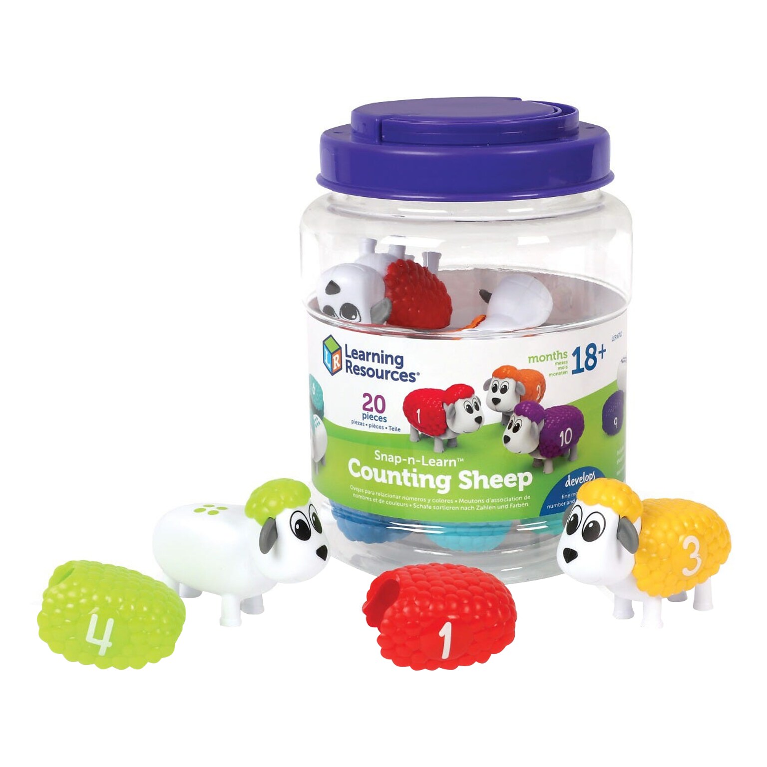 Learning Resources Snap-n-Learn Counting Sheep, 5.4 x 4.5 x 0.85, Assorted Colors (LER6712)