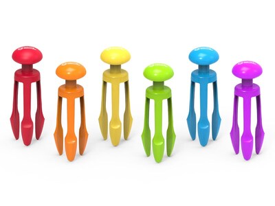 Learning Resources Tri-Grip Tongs, 0.3' x 2.8" x 3.9", Assorted Colors, 6/Pack (LER2964)