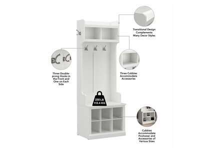 kathy ireland® Home by Bush Furniture Woodland 69" Full Entryway Storage Set with 10 Shelves, White Ash (WDL013WAS)