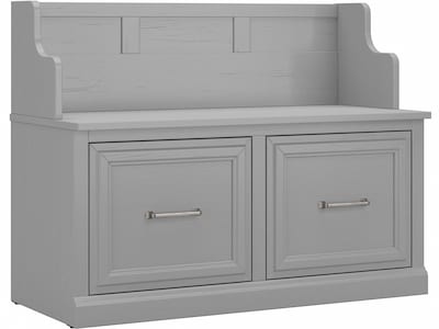 Bush Furniture Woodland 40W Entryway Bench with Doors, Cape Cod Gray (WDL005CG)