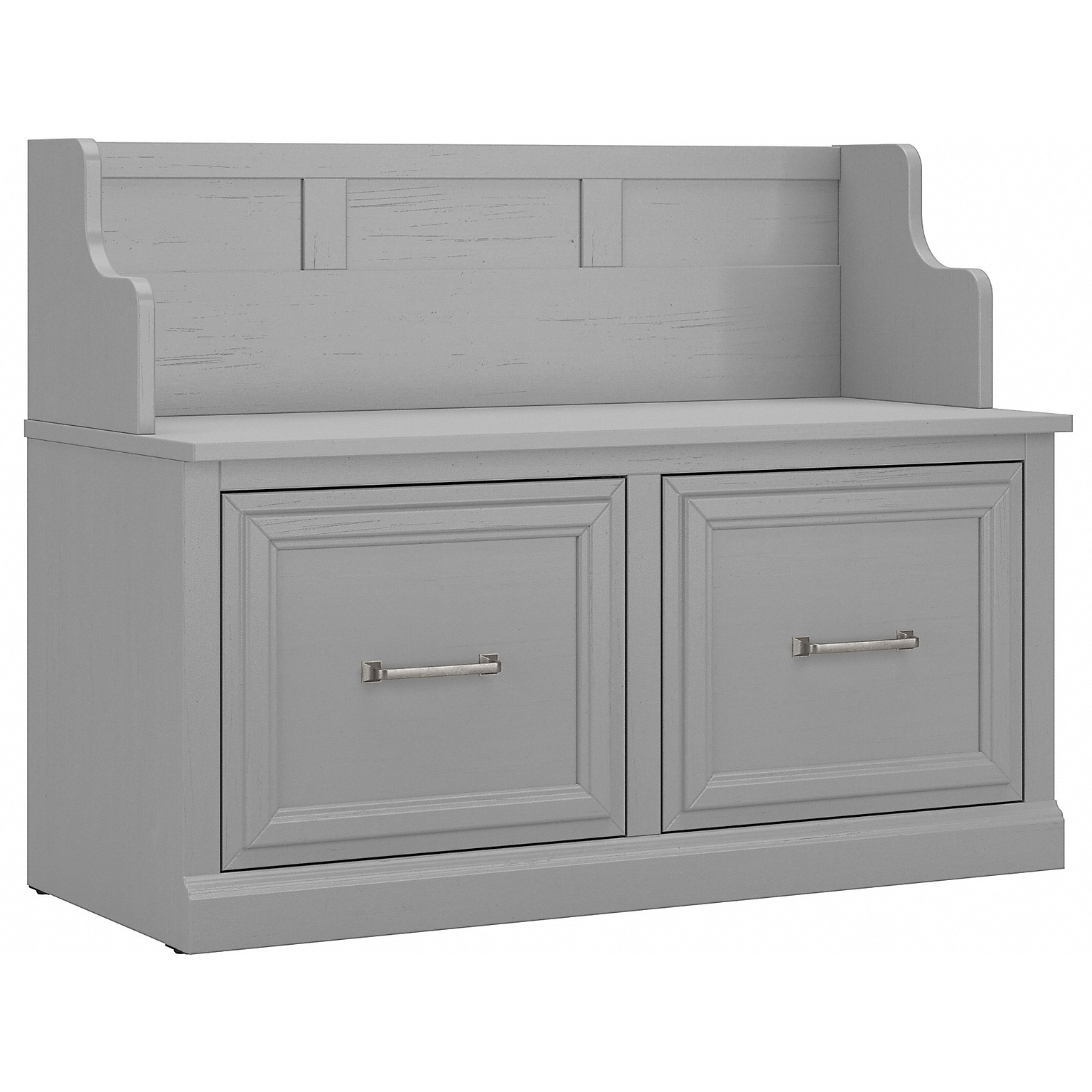 Bush Furniture Woodland 40W Entryway Bench with Doors, Cape Cod Gray (WDL005CG)