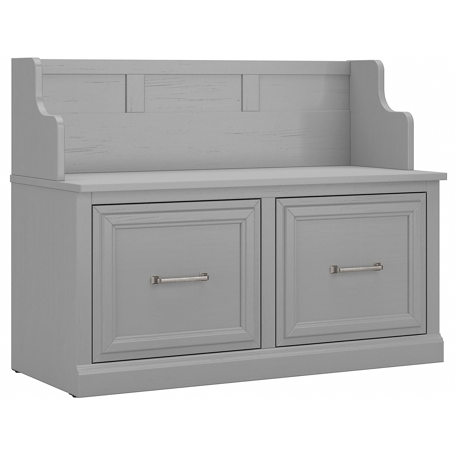 kathy ireland® Home by Bush Furniture Woodland 32 Entryway Bench with Doors, Cape Cod Gray (WDL005CG)