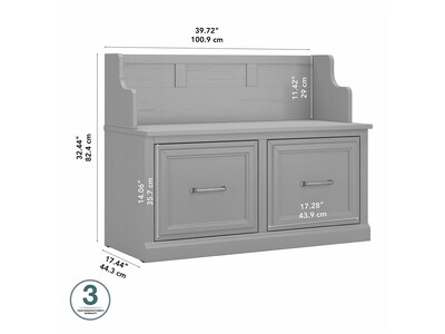 Bush Furniture Woodland 40W Entryway Bench with Doors, Cape Cod Gray (WDL005CG)