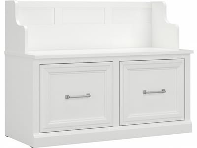 Bush Furniture Woodland 40W Entryway Bench with Doors, White Ash (WDL005WAS)