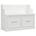 kathy ireland® Home by Bush Furniture Woodland 32 Entryway Bench with Doors, White Ash (WDL005WAS)