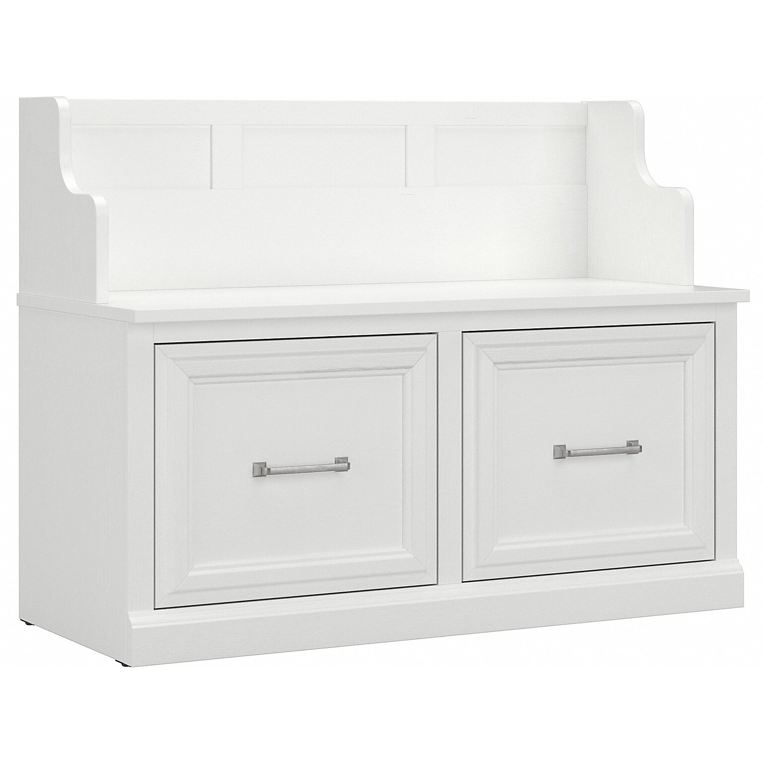 Bush Furniture Woodland 40W Entryway Bench with Doors, White Ash (WDL005WAS)