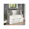 Bush Furniture Woodland 40W Entryway Bench with Doors, White Ash (WDL005WAS)