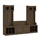 Bush Furniture Woodland Entryway Storage Set with Hall Trees and Shoe Bench with Doors, Ash Brown (WDL011ABR)
