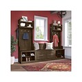 Bush Furniture Woodland Entryway Storage Set with Hall Trees and Shoe Bench with Doors, Ash Brown (W