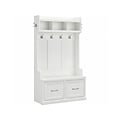 Bush Furniture Woodland 40W Hall Tree and Shoe Storage Bench with Doors, White Ash (WDL001WAS)