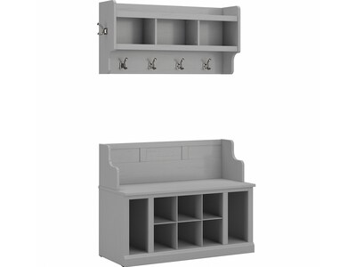 kathy ireland® Home by Bush Furniture Woodland 32 Shoe Storage Bench and Coat Rack with 12 Shelves,