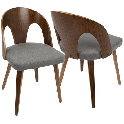 LumiSource Ava Mid-Century Modern Dining Chair in Walnut Wood and Gray Fabric (CH-AVA WL+GY)